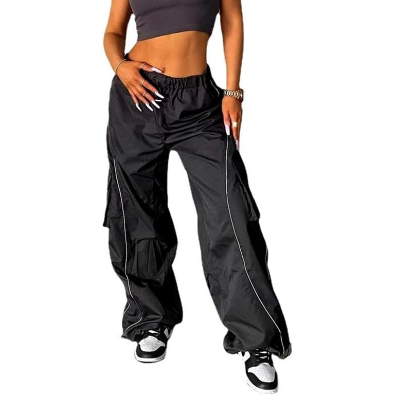 DanceeMangoos Women Grunge Sports Leisure Pants Low Waist Wide Leg Baggy  Cargo Trousers for Women Oversized Indie Hot Girl Pants