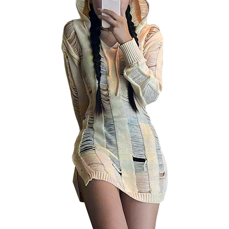 Knit hoodie dress hot sale