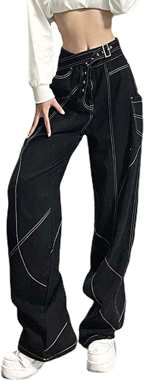 Cheap Baggy Jeans Punk Streetwear 90s Low Rise Cargo Pants Vintage Y2k  Clothes Women Trendy Denim Wide Leg Pants | Joom