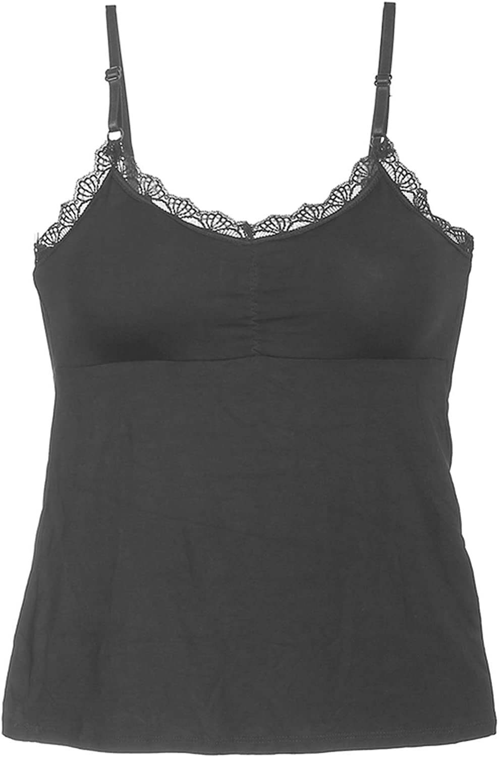 DanceeMangoos Women's Lace Trim Vest Shelf Bra Spaghetti Straps Tank