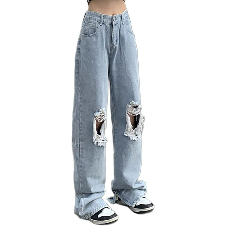 sprogfærdighed Løs ekspedition DanceeMangoos Women's Wide Leg Denim Jeans Emo Alt Gothic Cross Baggy Cargo  Pants Trendy Y2K Aesthetic Vintage Grunge Streetwear Teens - Walmart.com