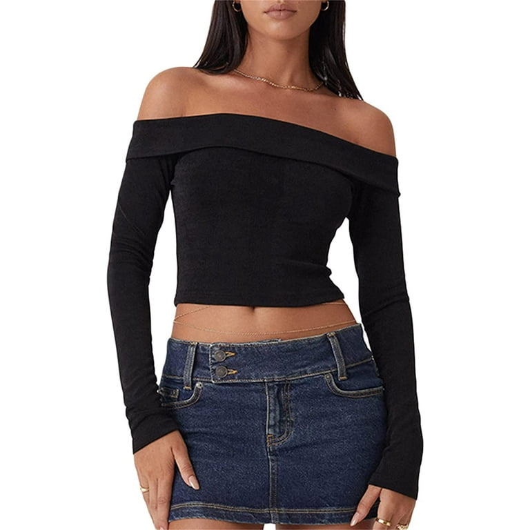 Black long sleeve shirt off shoulder new arrivals