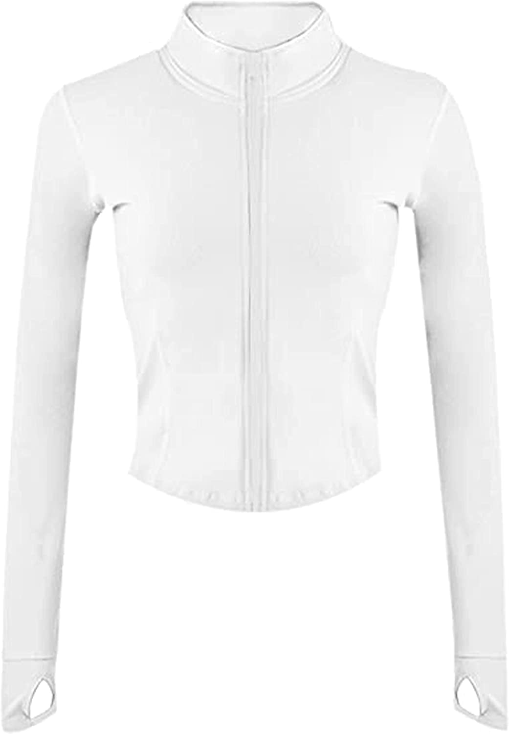 Hvewarm Women's Cropped Athletic Bbl Jacket Seamless High Low Hem Zipper  Thumbhole Workout Sportwear(ABlack-XS) at  Women's Coats Shop