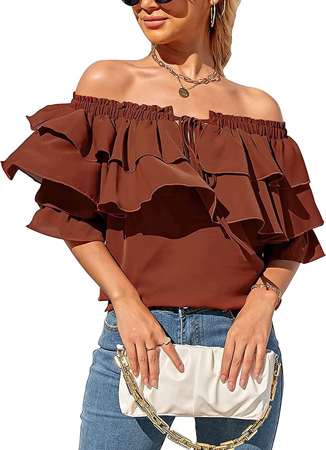 Ae smocked off the shoulder top hotsell