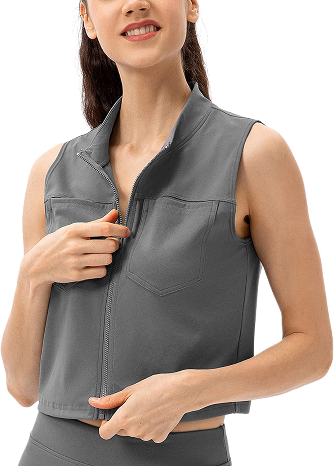 Zip up shop vest