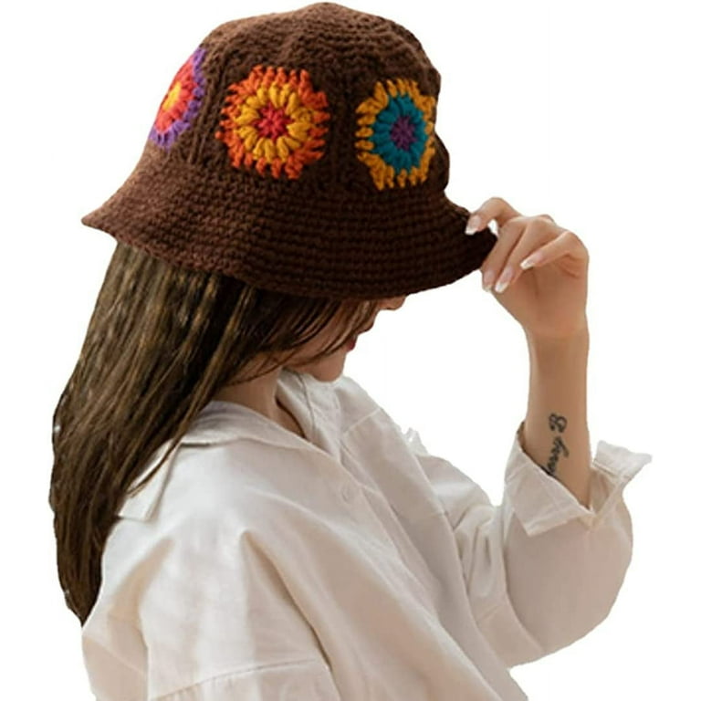 DanceeMangoos Y2k Aesthetic Crochet Bucket Hat Aesthetic Y2k Accessories  Crochet Bucket Hat Bucket Hat for Women