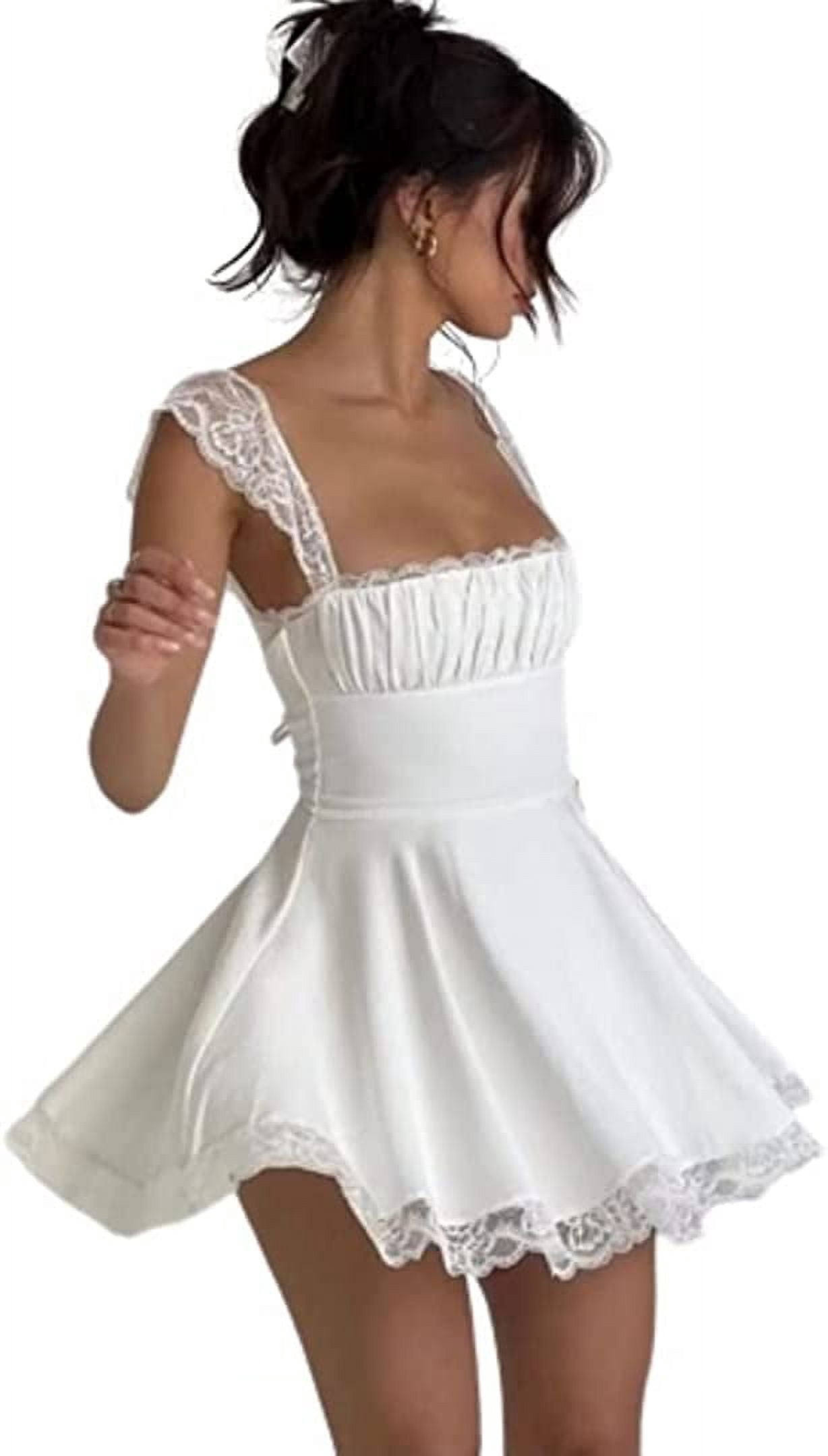 white christmas dresses Y2k Dresses for Women Fairycore Floral Print Off Shoulder Strapless Sl –  voguable main image 0