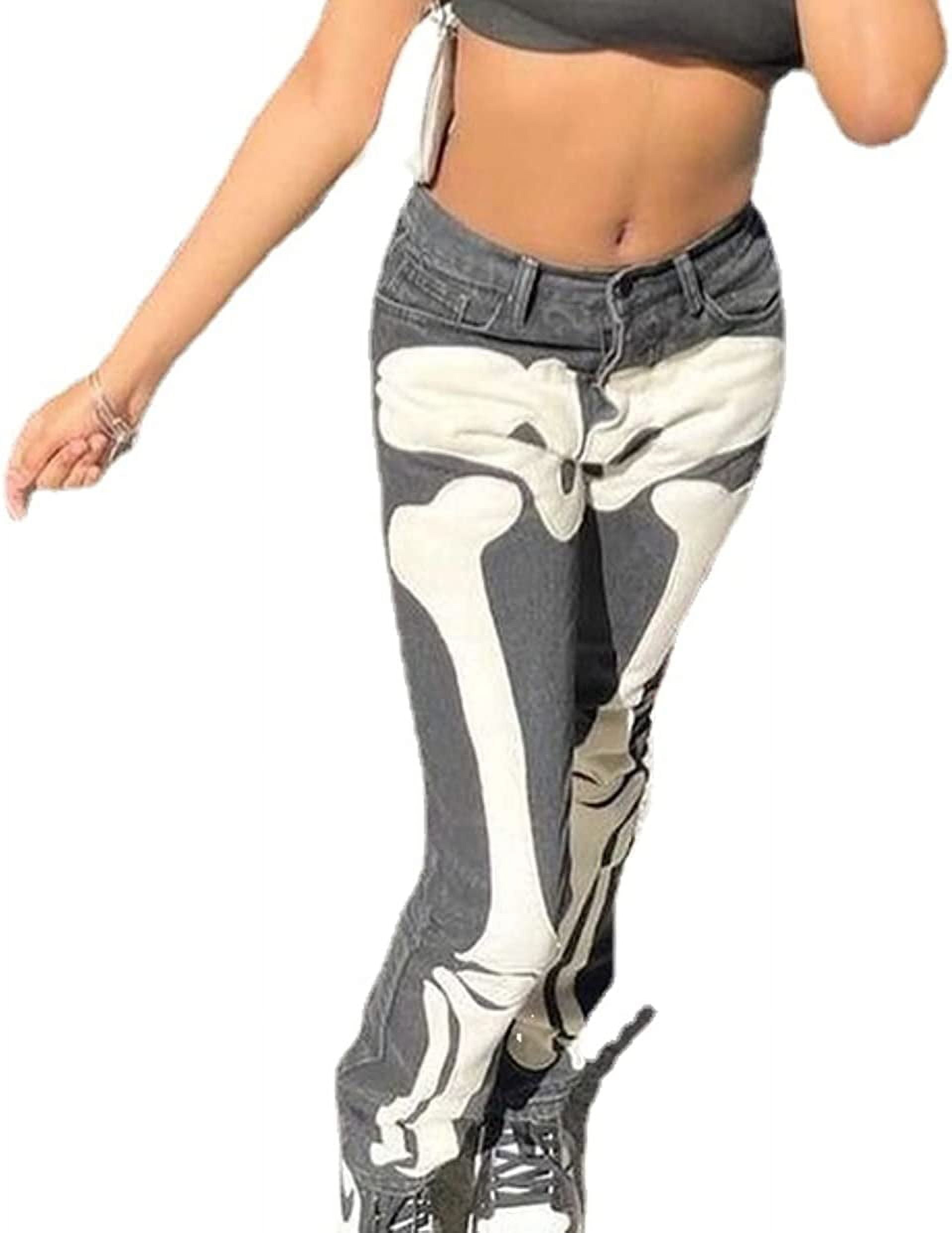 DanceeMangoos Y2k Pants Skeleton Pants Y2k Jeans Skeleton Pants for ...