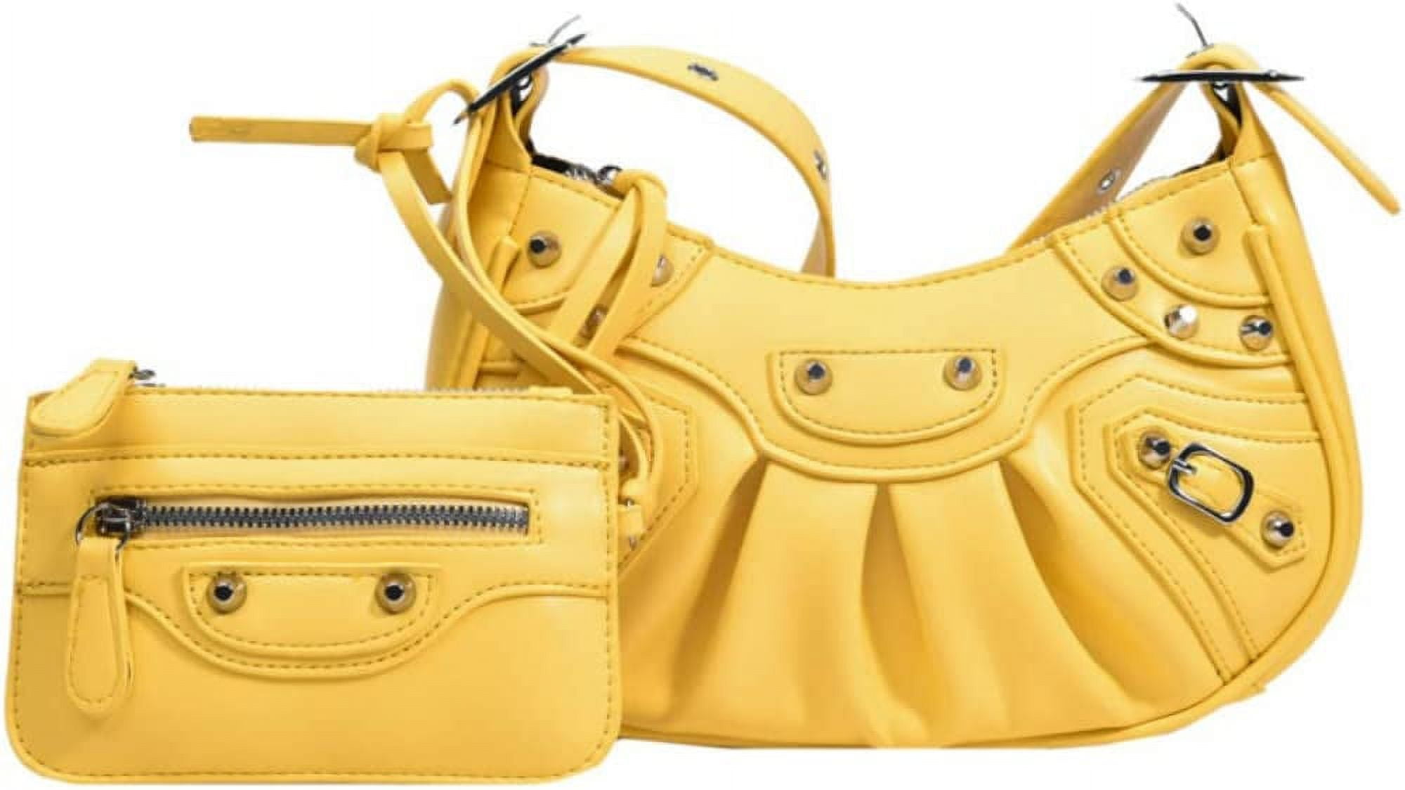 Yellow Purse Handbag Removable Shoulder Strap Large 3 Sections Gold To –  Shop Thrift World
