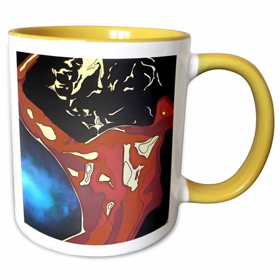 3drose, Dancefloor Diva Summer Vacation Abstract Art, 15oz Two-tone Yellow Mug