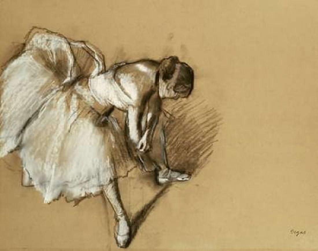 Dancer Adjusting Her Shoe Canvas Art - Edgar Degas (24 x 30)