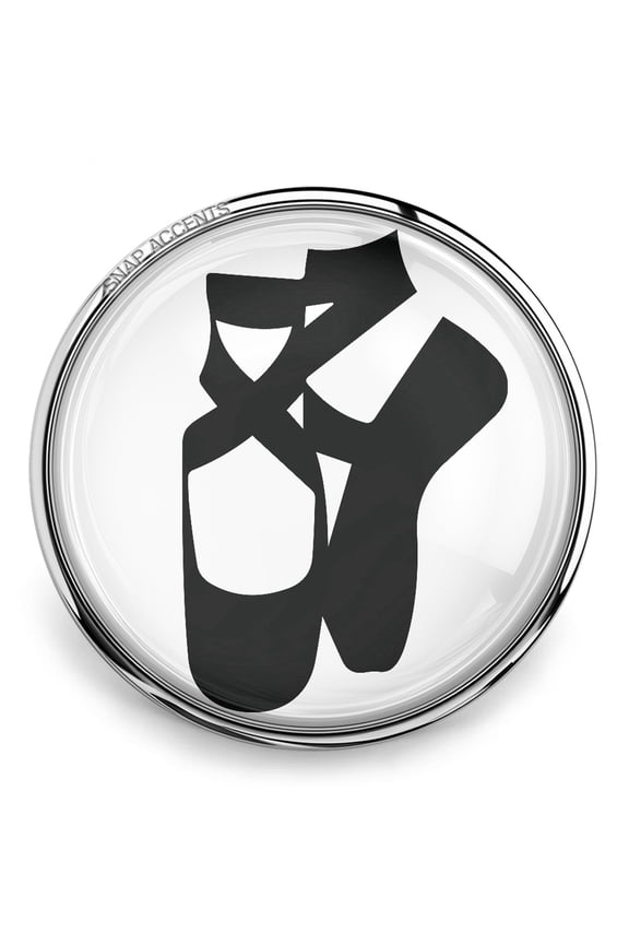 Snap Jewelry 18MM Dancer Shoe Ginger Charm with Black Ballet Pointe Silhouette