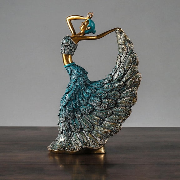 Dancer Big Skirt Figurine Statue Dancing Girl Statue Romantic Ornament Resin Sculpture Decor Retro Day Gift Home Decorations Bronze