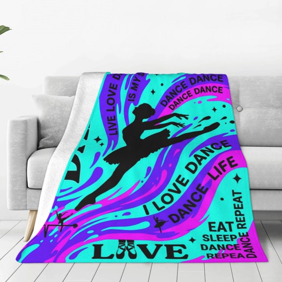 Dancer Blanket, Ballet Flannel Throw, Soft Dance Theme Gift for Sofa, Couch, Chairs and Bed Decor 50x40