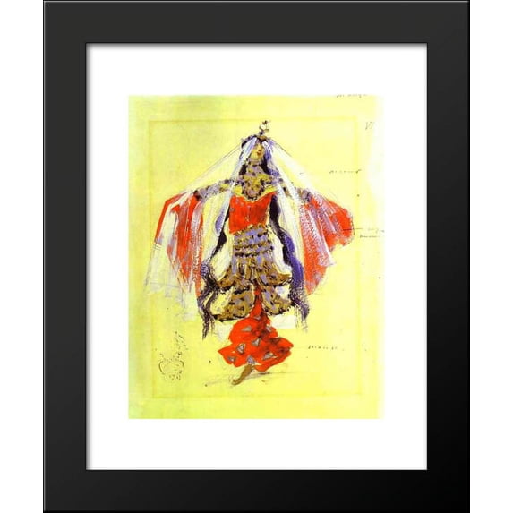 Dancer.Costume design for Rubinstein`s opera 20x24 Framed Art Print by Konstantin Korovin
