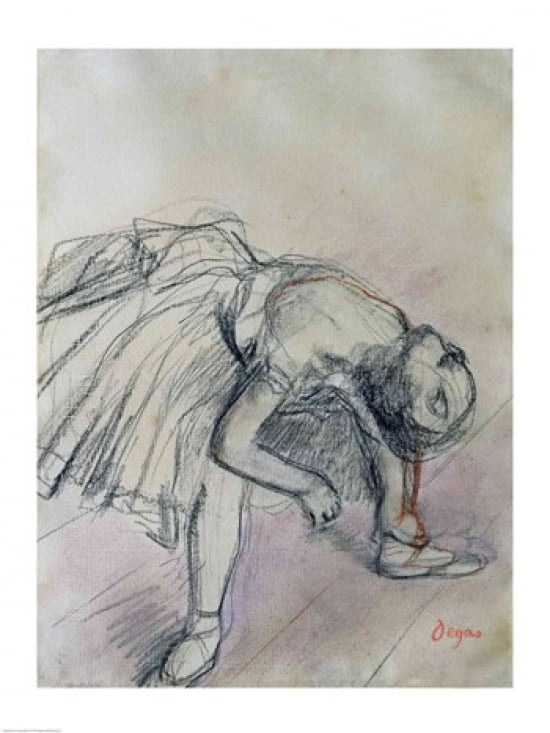 Dancer Fixing her Slipper c1865 Canvas Art - Edgar Degas (18 x 24)