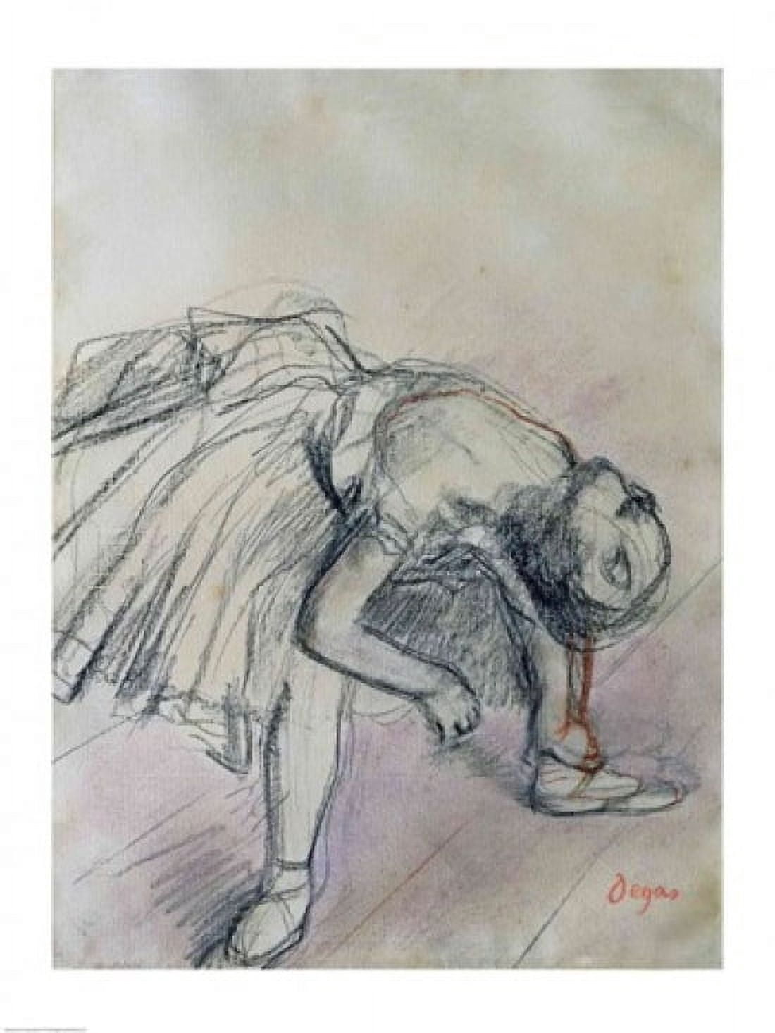 Dancer Fixing her Slipper c1865 Canvas Art - Edgar Degas (24 x 36)