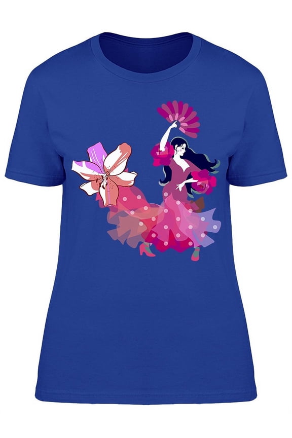 Dancer Flamenco Purple Dress T-Shirt Women -Image by Shutterstock, Female x-Large