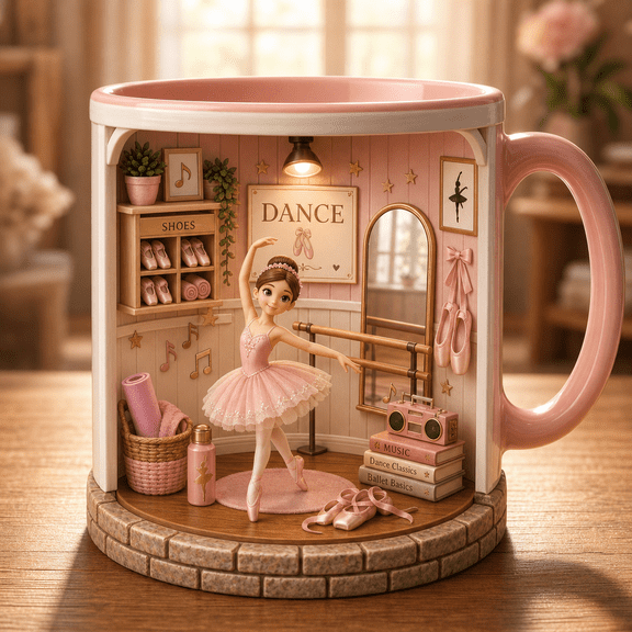 Dancer Gift Mug 3D Effect Ballet Dance Studio Coffee Cup for Dancers