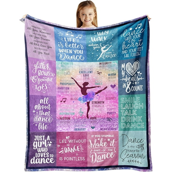 Dancer Gifts Blanket 50‘‘x40‘‘, Dance Recital Gifts for Girls/Teens/Dance Teachers/Dance Team, Ballet Dance Teacher Appreciation Gifts, Best Birthday Gifts for Dance Lover Throw Blanket