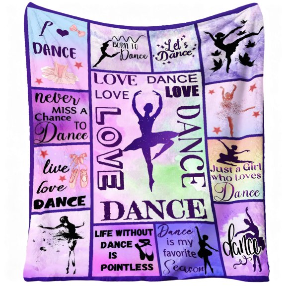 Dancer Gifts Blanket for Sofa Couch Office - Soft Flannel Fleece Throw with Ballerina Dance Patterns, Cozy All-Season for Dance-Themed, Dorm, Studio