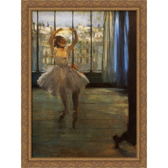 Dancer Posing 28x36 Large Gold Ornate Wood Framed Canvas Art by Edgar Degas