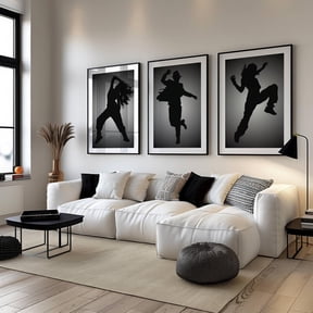 Dancer Silhouette Posters Three Piece Wall Art Poster Black & White Dance Studio Decor Hip Hop Dance Choreographer Prints Set 3