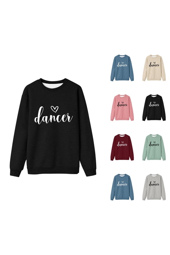 Dancer Sweatshirts for Women Long Sleeve Crewneck Drop Shoulder Dance Lover Graphic Sweatshirt Pullover Tops