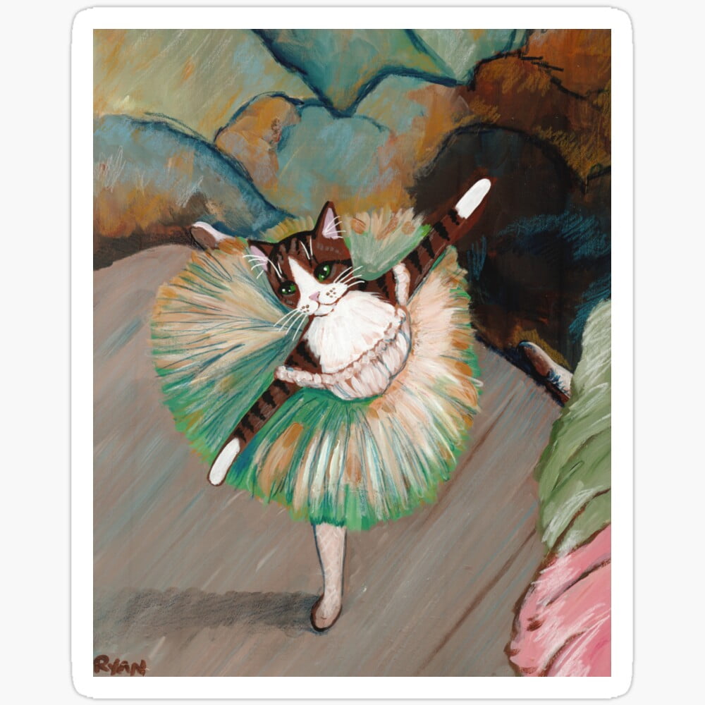 Dancer Tilting Brown Tabby Ballerina Cat Sticker Phone Decal Water ...