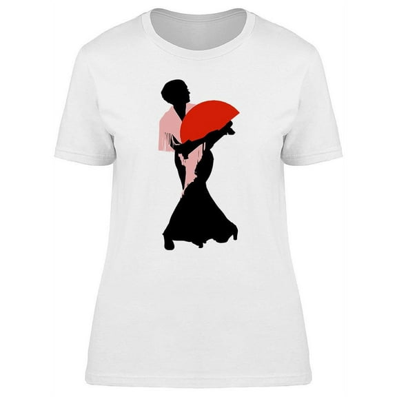 Dancer With A Red Fan T-Shirt Women -Image by Shutterstock, Female Large
