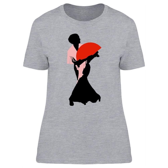 Dancer With A Red Fan T-Shirt Women -Image by Shutterstock, Female Large