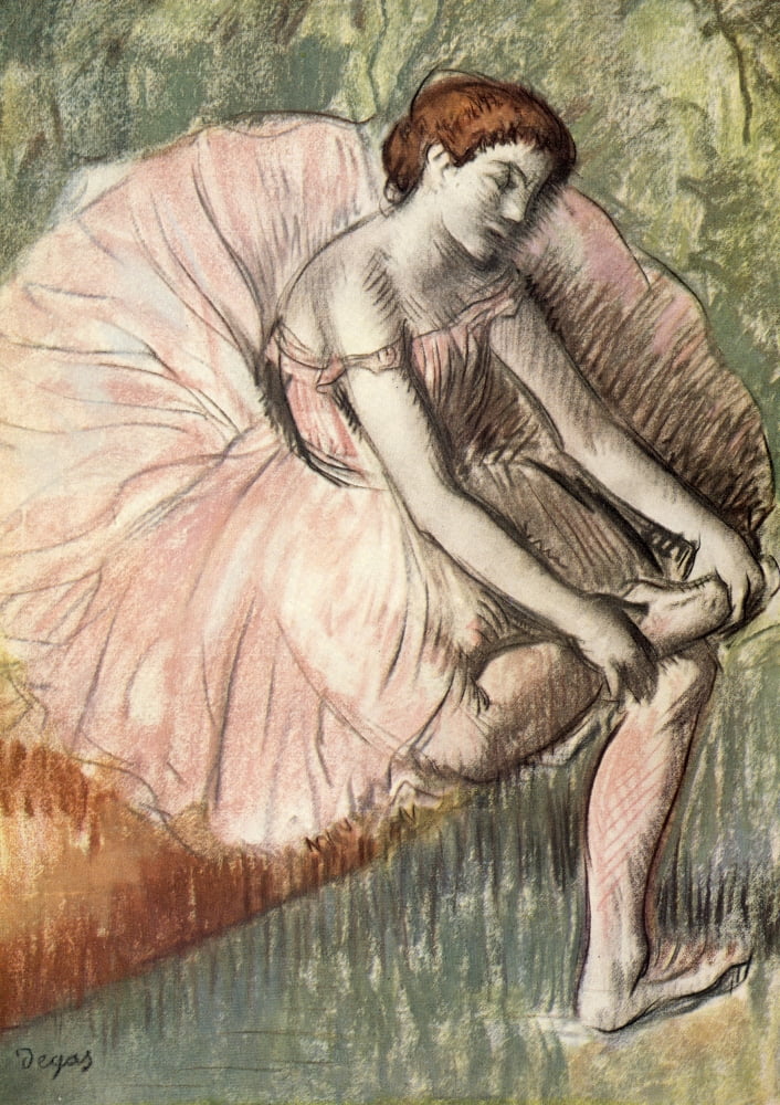 Dancer massaging her ankle Canvas Art - Edgar Degas (18 x 24)