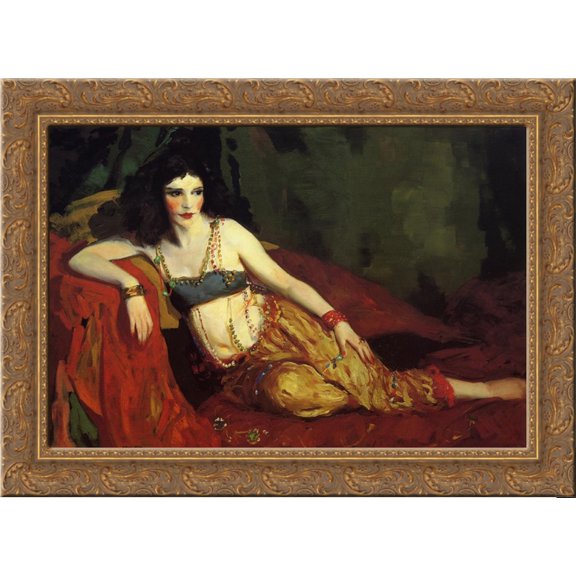 Dancer of Delhi (Betalo Rubino) 24x18 Gold Ornate Wood Framed Canvas Art by Robert Henri