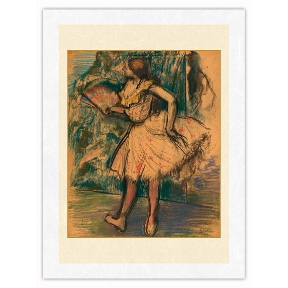 Dancer with a Fan - From an Original Color Painting by Edgar Degas c.1890 - Japanese Unryu Rice Paper Art Print (Unframed) 12 x 16 in