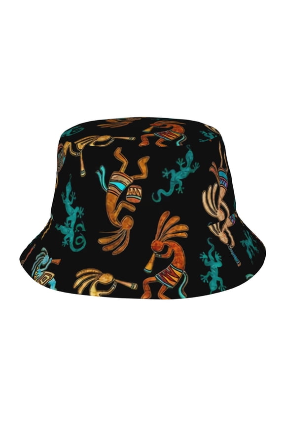 Dancers Kokopelli Flute Player Bucket Hat,Packable Sun Cap,Max Protection For Uva,Perfect For Fishing Gardening Hiking Camping