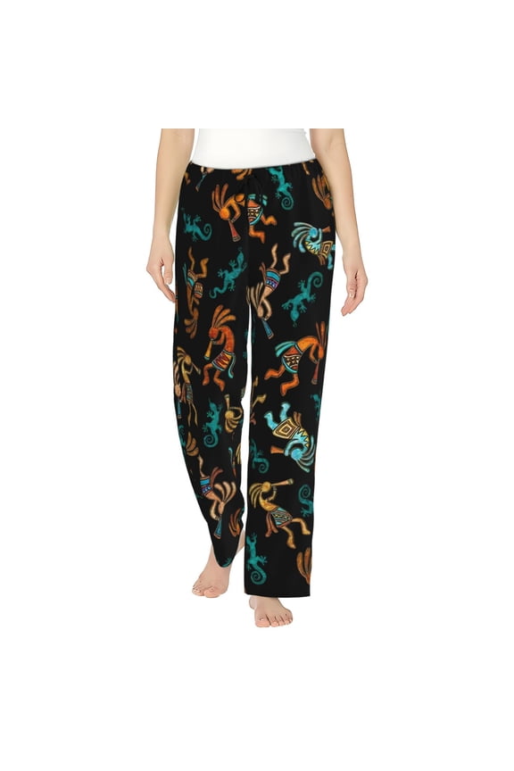Dancers Kokopelli Southwest Flute Player Women'S Comfy Pajama Pants With Pockets,Soft Stretch Drawstring Lounge Pants, Soft Casual Wide Leg Pjs Sleep Bottoms Medium