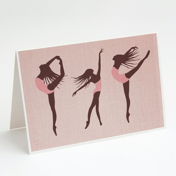 Dancers Linen Pink Greeting Cards and Envelopes Pack of 8