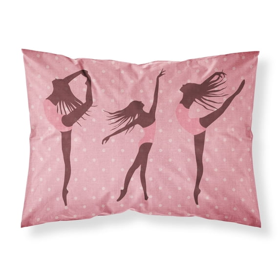 Dancers Linen Pink Polkadots Fabric Standard Pillowcase