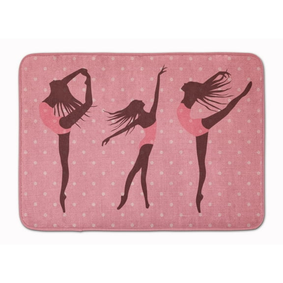Dancers Linen Pink Polkadots Machine Washable Memory Foam Mat