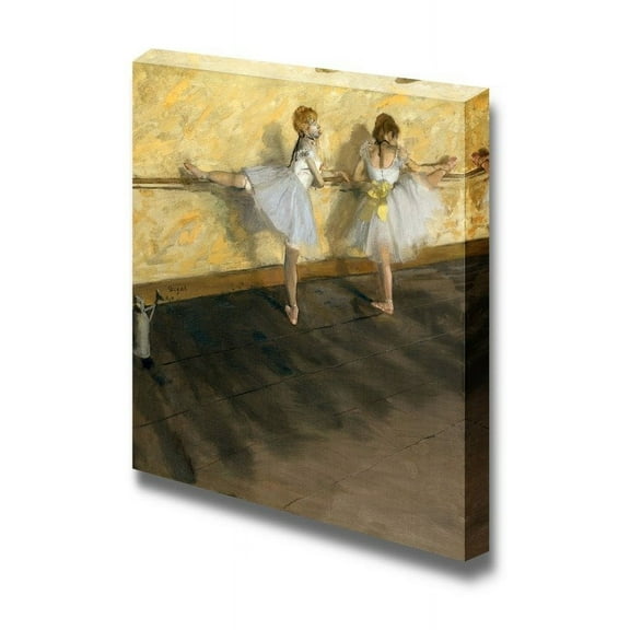 Dancers Practicing at The Barre by Edgar Degas Famous Fine Art Reproduction World Famous Painting Replica on ped Print Wood Framed - Canvas Art Wall Art - 24" x 24"