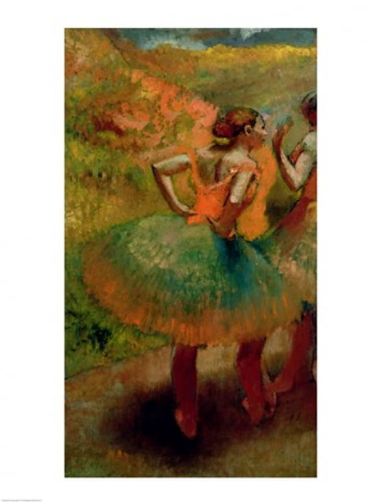 Dancers Wearing Green Skirts c1895 Canvas Art - Edgar Degas (18 x 24)