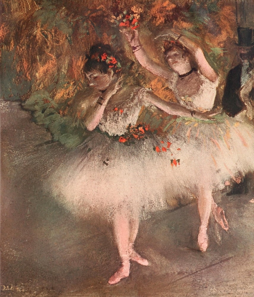 Dancers waving Canvas Art - Edgar Degas (18 x 24)