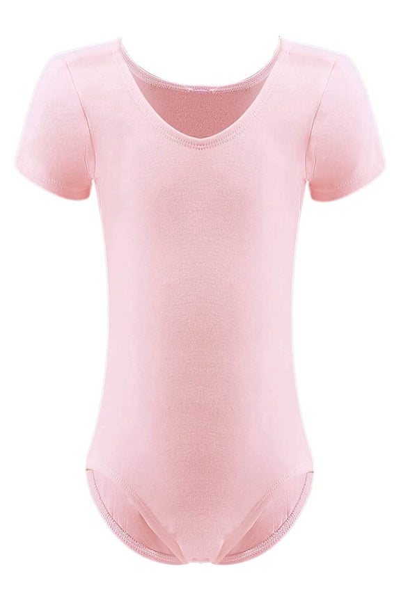 Girls Short Sleeve Ballet Leotard, Soft Stretch Cotton Dancewear for Ballet, Gymnastics & Dance