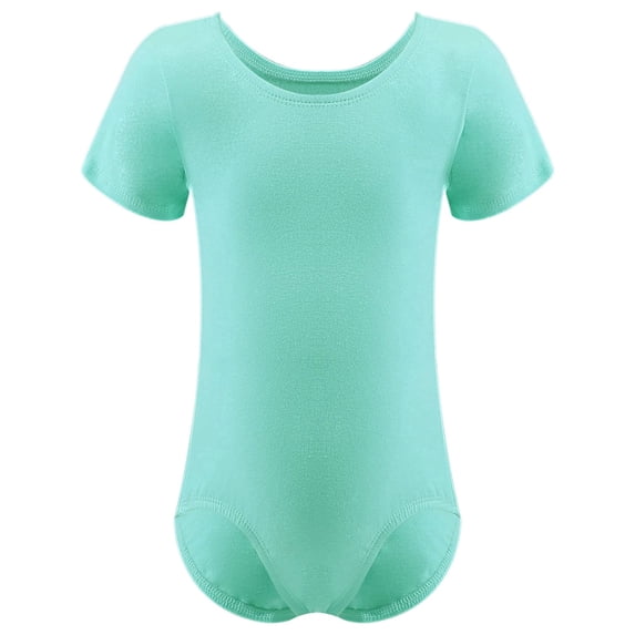 Girls Ballet Leotard Short Sleeve, Stretch Fit, Cotton Dancewear for Ballet, Gymnastics & Dance Class