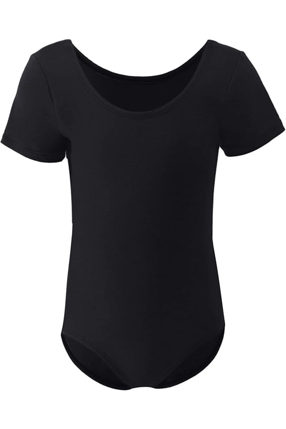 Girls Short Sleeve Ballet Leotard, Soft Stretch Cotton Dancewear for Ballet, Gymnastics & Dance