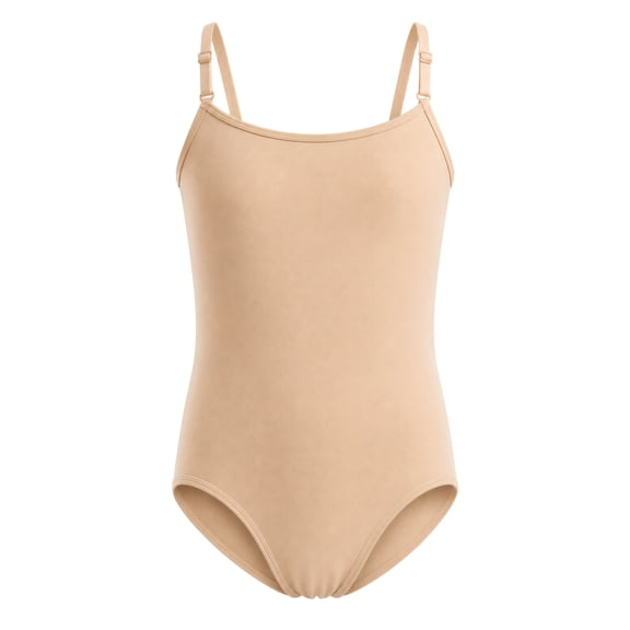 Girls Camisole Ballet Leotard, Adjustable Straps, Full Front Lining, Soft Cotton Dancewear for Ballet & Gymnastics