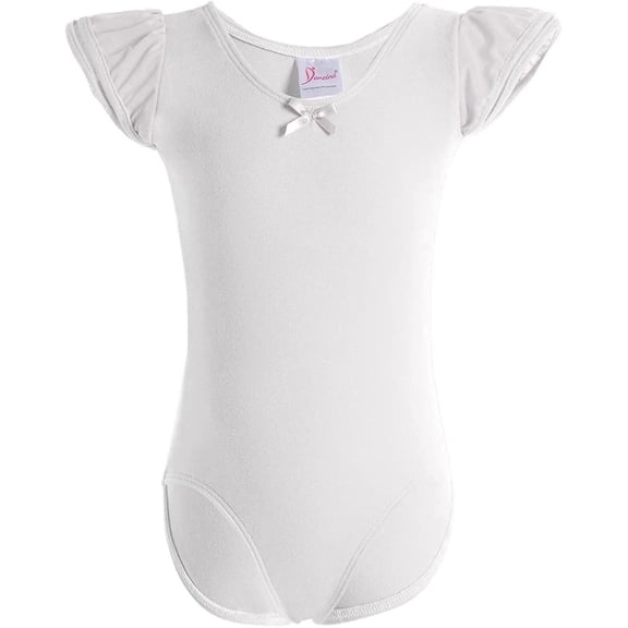 Girls Ballet Leotard Short Sleeve with Ruffle, Stretch Fit Dancewear for Ballet, Gymnastics & Dance Class