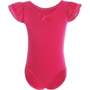 Girls Ballet Leotard Short Sleeve with Ruffle, Stretch Fit Dancewear for Ballet, Gymnastics & Dance Class
