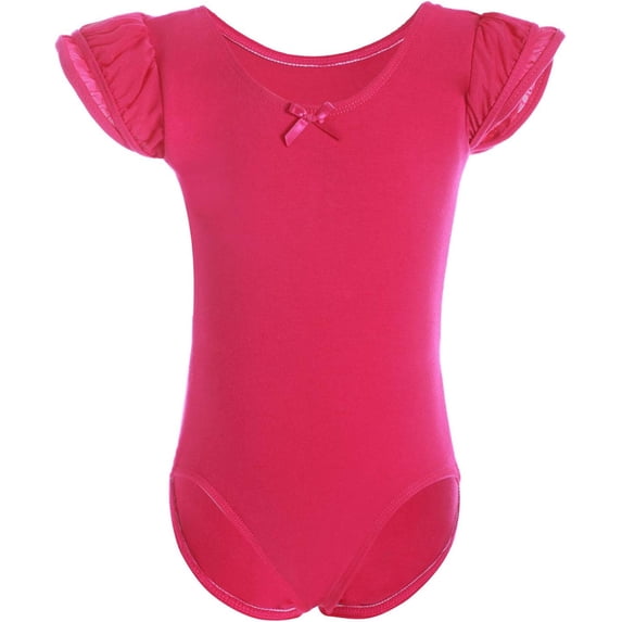 Dancina Girls Leotard for Ballet, Gymnastics, and Dance Classes - Short Sleeve Toddler Leotard with Adorable Ruffle