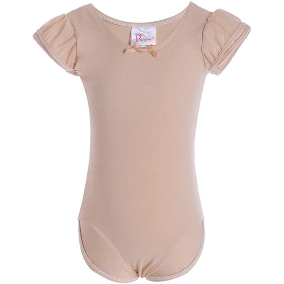 Girls Ballet Leotard Short Sleeve with Ruffle, Stretch Fit Dancewear for Ballet, Gymnastics & Dance Class